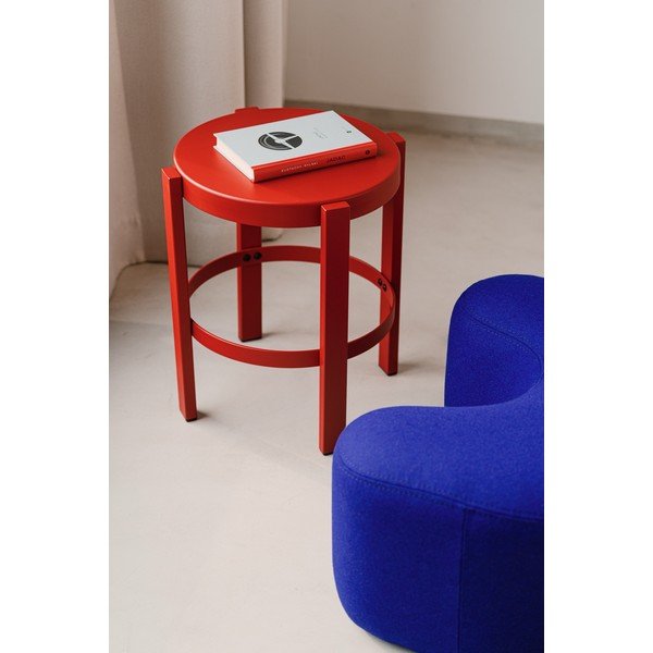 Czerwony stalowy stołek Doon – noo.ma-image-1