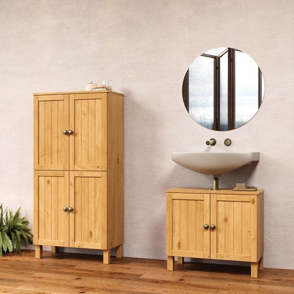 Niska szafka pod umywalkę w jasnym naturalnym kolorze 62x55 cm Calle – Støraa-image-2
