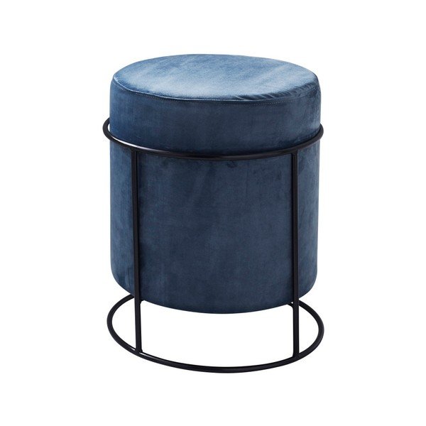 Niebieski tapicerowany puf Native Stack, ⌀ 37 cm