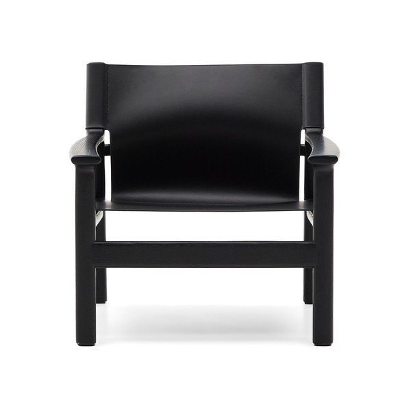 Czarny skórzany fotel Jan – Kave Home-image-2