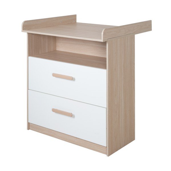 Biało-naturalna komoda dziecięca w dekorze dębu z przewijakiem 88x98x75 cm Cabane – Roba-image-4