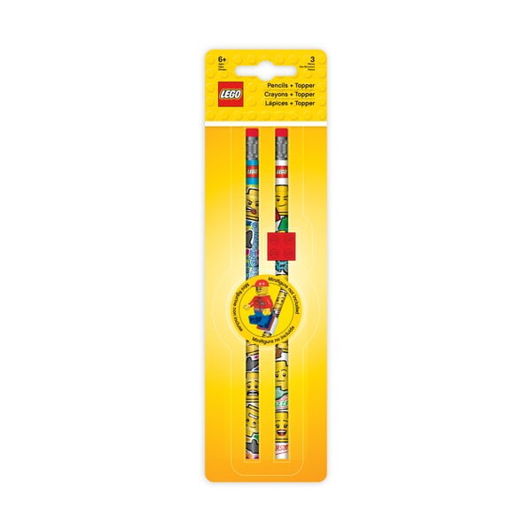 Komplet 2 grafitowych ołówków z gumką i klipem LEGO®