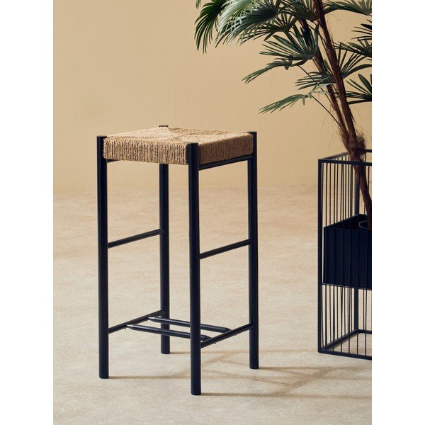 Czarny/w naturalnym kolorze hoker z litego drewna bukowego (wysokość siedziska 72 cm) Bandar – Premier Housewares-image-1