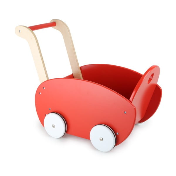 Czerwony wózek drewniany dla lalek Legler Doll's