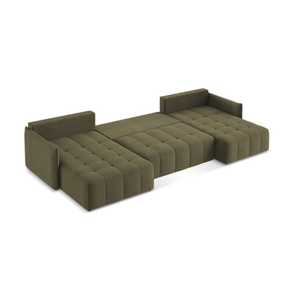 Rozkładany/ze schowkiem narożnik (w kształcie litery U) w kolorze khaki Moku – Makamii-image-3