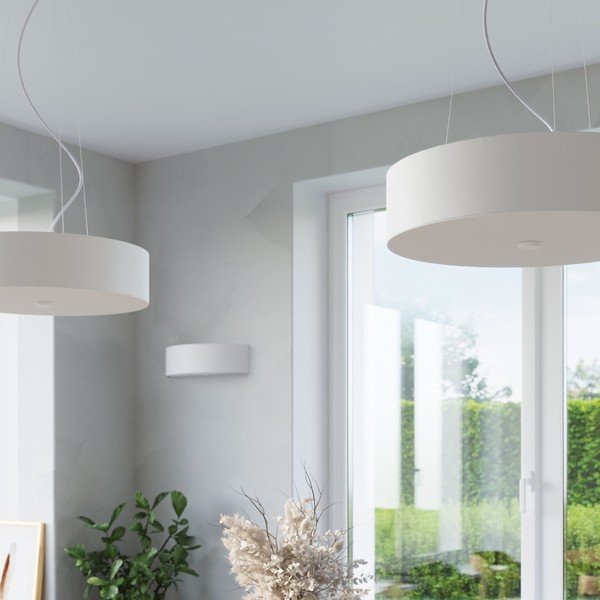 Biała lampa wisząca z tekstylnym kloszem ø 80 cm Herra – Sollux-image-1
