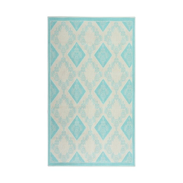 Turkusowy dywan bawełniany Floorist Bukle Baklava, 80x300 cm
