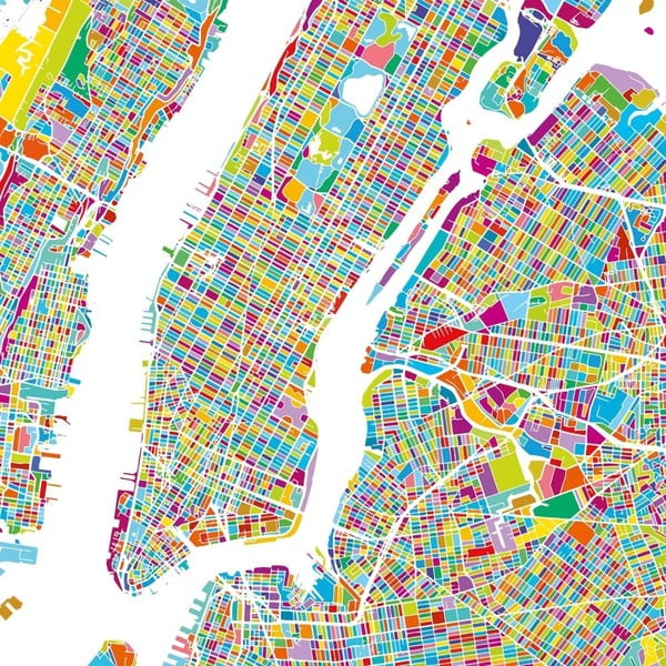 Obraz Homemania Maps Manhattan, 60x60 cm