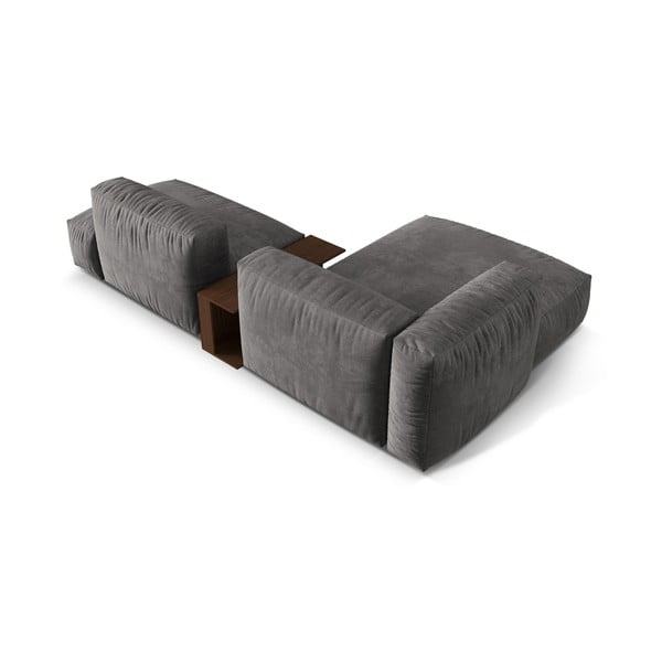 Szary aksamitny narożnik modułowy (lewostronny/z szezlongiem) Martina – Micadoni -image-3