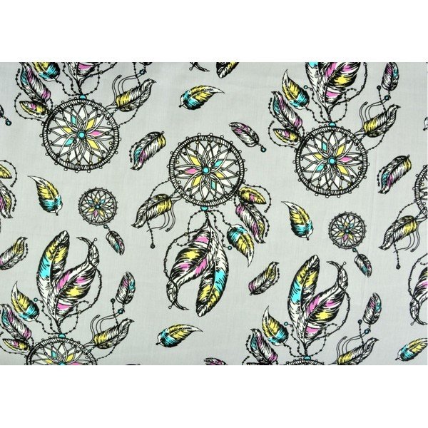Jasnoszara pościel dwuosobowa z satyny bawełnianej 200x220 cm Dreamcatcher -image-1