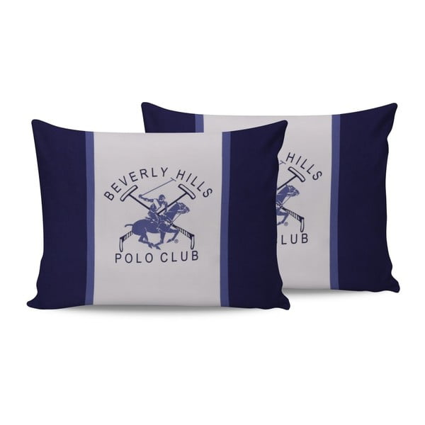 Komplet 2 bawełnianych poduszek Polo Club Blue, 50 x 70 cm