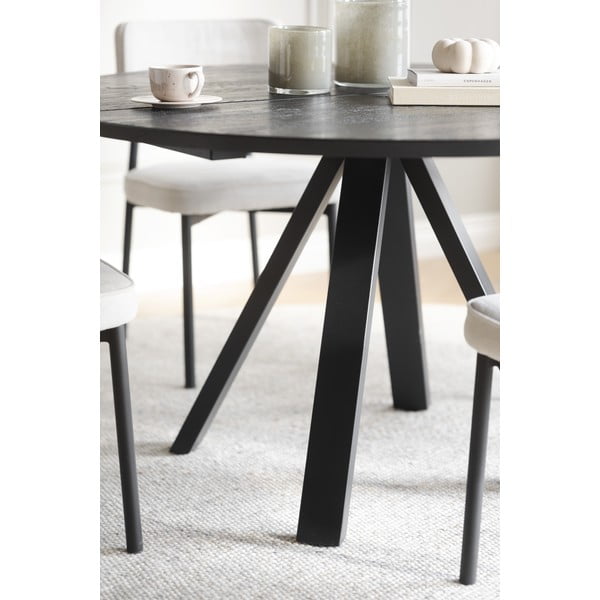 Czarny okrągły stół z blatem z drewna dębowego ø 130 cm Carradale – Rowico-image-3