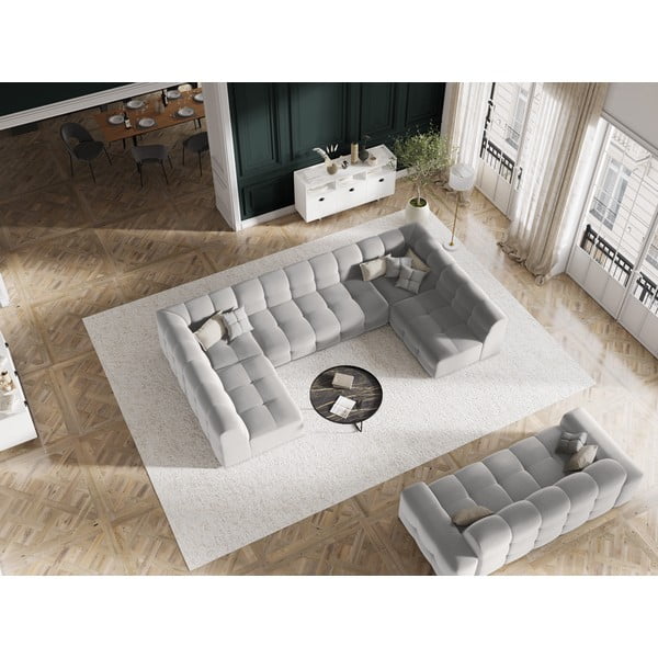 Jasnoszara aksamitna sofa 222 cm Kendal – Micadoni Home-image-1