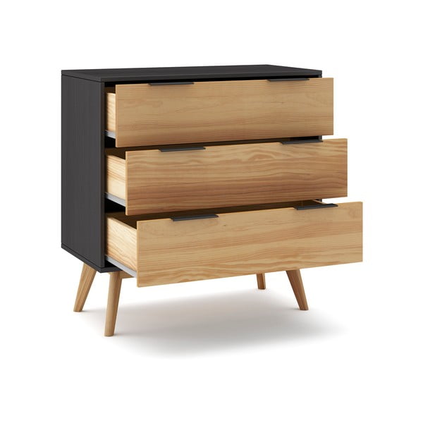 Czarno-naturalna wysoka komoda z drewna sosnowego 80x83 cm Lavis – Marckeric-image-4