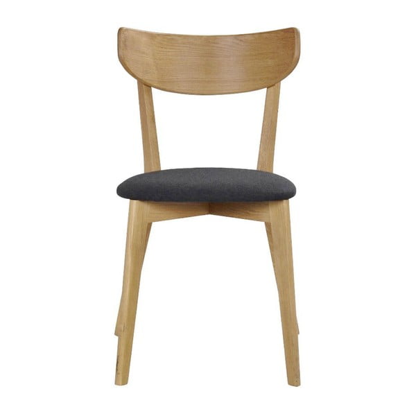 Brązowe dębowe krzesło do jadalni z grafitowym siedziskiem Rowico Ami-image-1