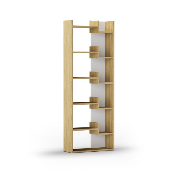 Biały regał w dekorze dębu 60,5x162 cm Klapo – Marckeric-image-3