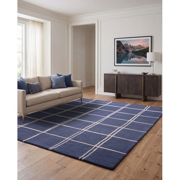 Niebieski wełniany dywan tkany ręcznie 160x230 cm – Asiatic Carpets-image-1