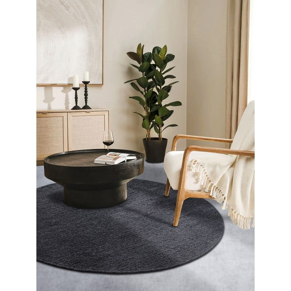 Ciemnoszary wełniany okrągły dywan tkany ręcznie ø 160 cm Francois – Villeroy&Boch-image-1