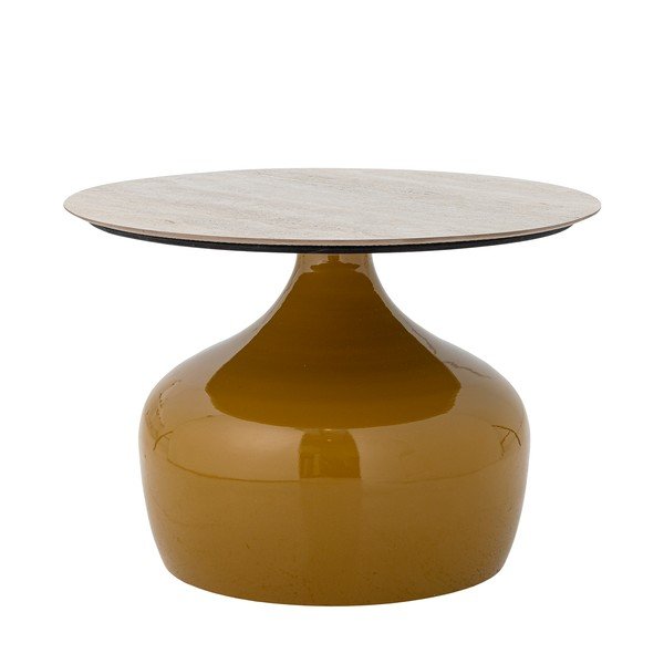 Żółty okrągły stolik z ceramicznym blatem ø 60 cm Lecco – Bloomingville