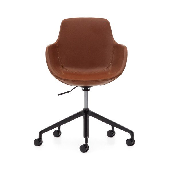 Koniakowe krzesło biurowe z imitacji skóry Tissiana – Kave Home-image-2