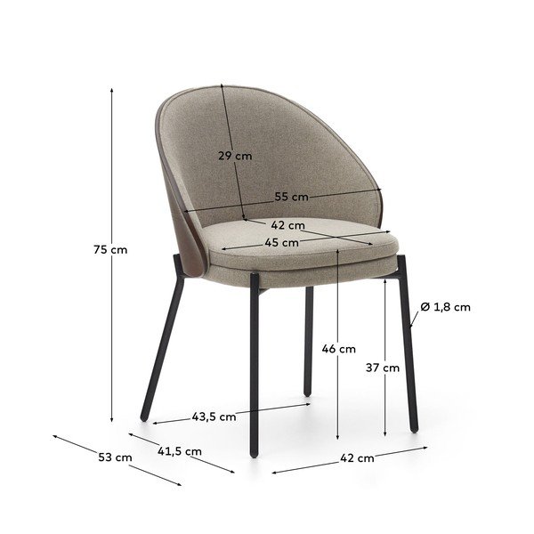 Beżowy tapicerowany fotel jadalniany Eamy – Kave Home-image-4