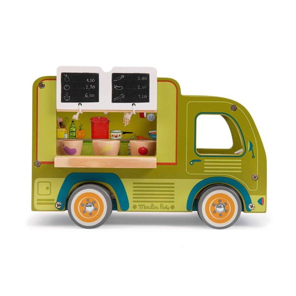 Drewniane auto zabawkowe La Grande Famille Food Truck  – Moulin Roty-image-4