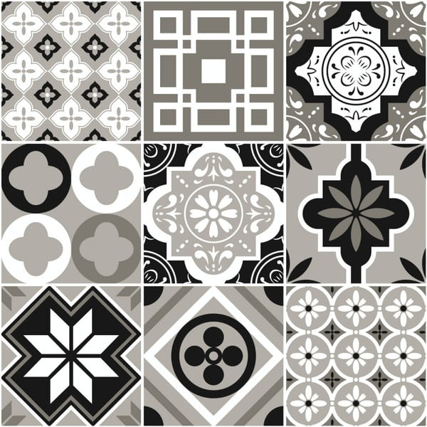 Zestaw 9 naklejek ściennych Ambiance Cement Tiles Charltina, 10x10 cm