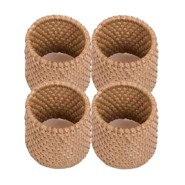 Komplet 4 naturalnych rattanowych pierścieni na serwetki Tiseco Home Studio