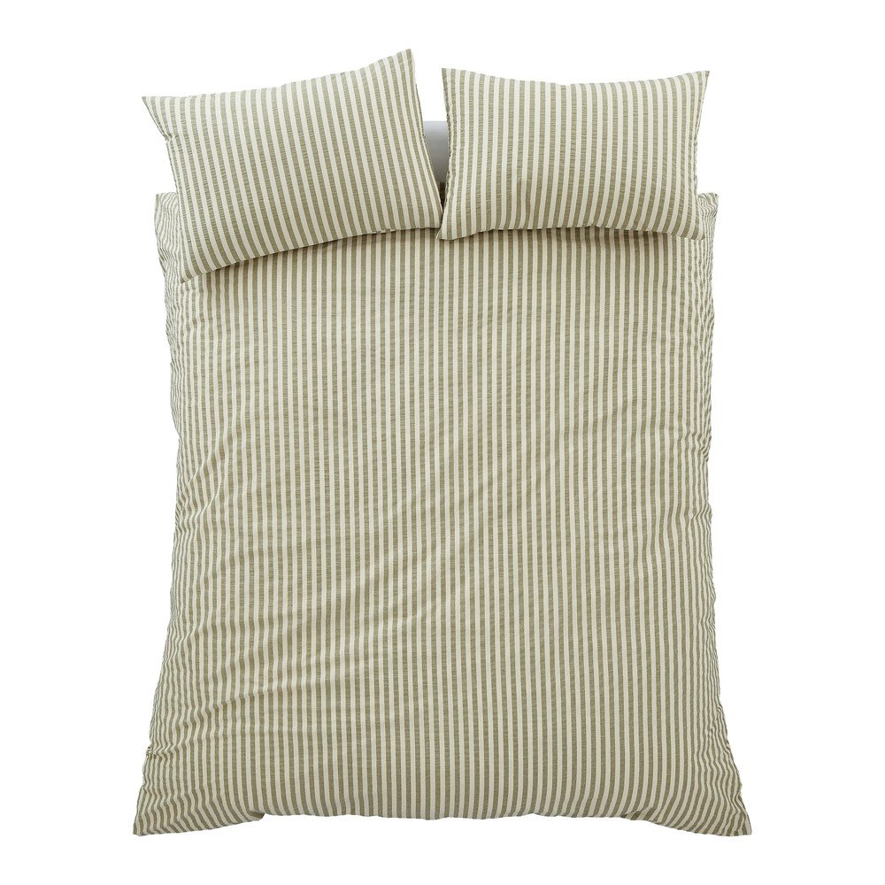 Zielona pościel dwuosobowa 3-częściowa 200x200 cm Cotton Rich Woven Stripe – Pineapple Elephant