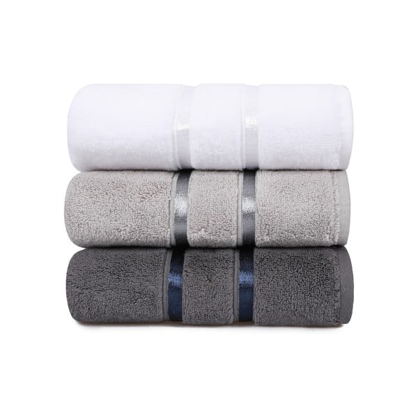 Zestaw 3 szarych bawełnianych ręczników Hobby Dolce, 50x90 cm