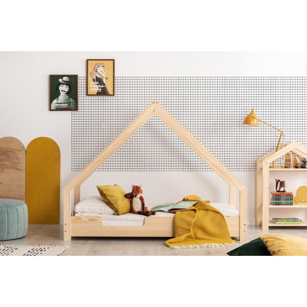 Dziecięce łóżko z drewna sosnowego w kształcie domku Adeko Loca Cassy, 100x140 cm