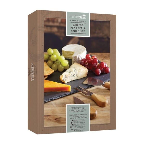Zestaw noży do sera i łupkowej deski do krojenia Kitchen Craft, 35x25 cm-image-2