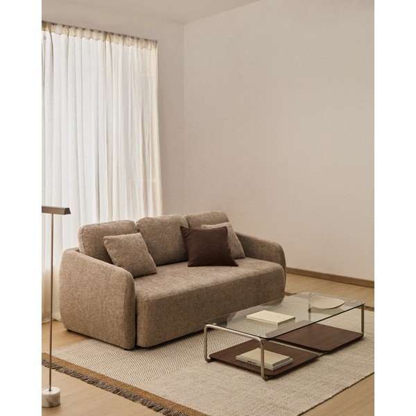 Szarobrązowa rozkładana sofa z tkaniny szenilowej 218 cm Laira – Kave Home-image-1