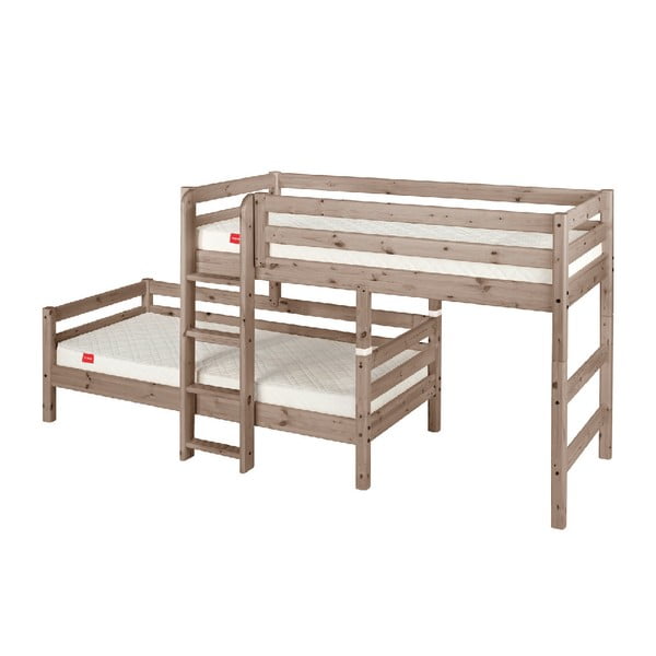 Brązowe dziecięce łóżko piętrowe z drewna sosnowego Flexa Classic