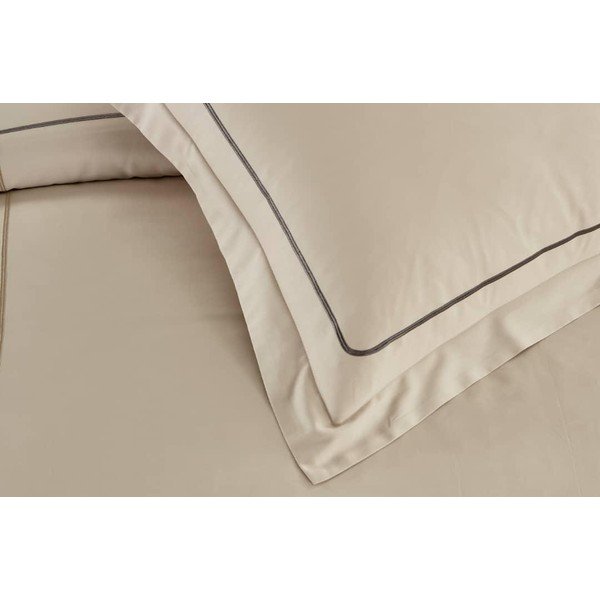 Beżowa pościel jednoosobowa z bawełny renforcé z prześcieradłem/6-częściowa 140x200 cm Calm of Lines – Mila Home Luxury-image-2