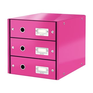 Różowy pojemnik z 3 szufladami Leitz Office, 36x29x28 cm