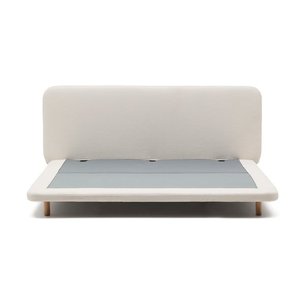 Beżowe tapicerowane łóżko dwuosobowe 180x200 cm Odum – Kave Home-image-2