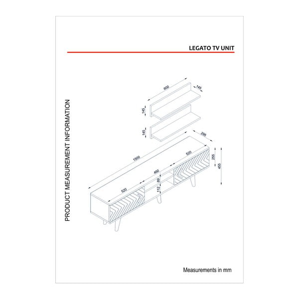 Zestaw szafki pod TV i 2 półek Legato-image-3
