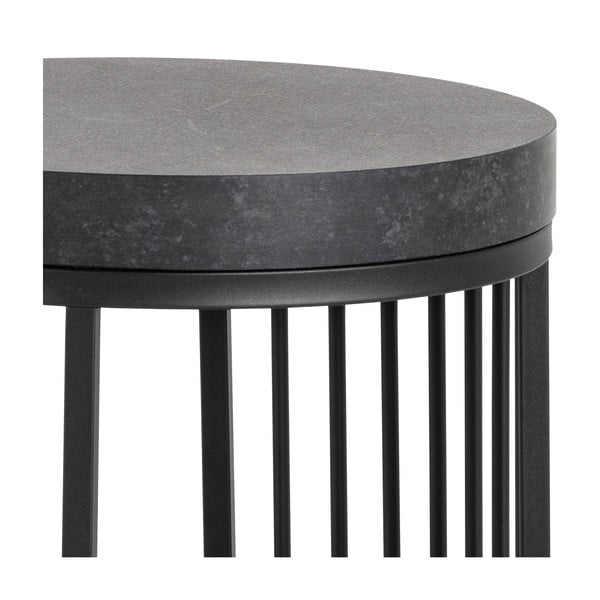 Czarna szafka nocna z blatem w dekorze marmuru Strington – Actona-image-4