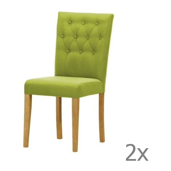 Komplet 2 krzeseł Monako Etna Green, naturalne nóżki