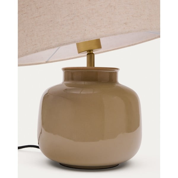 Beżowa lampa stołowa ceramiczna z tekstylnym kloszem (wysokość 40 cm) Tay – Kave Home-image-3