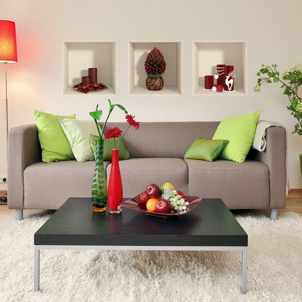 Zestaw 3 naklejek świątecznych 3D Ambiance Red Candles and Christmas Tree-image-2