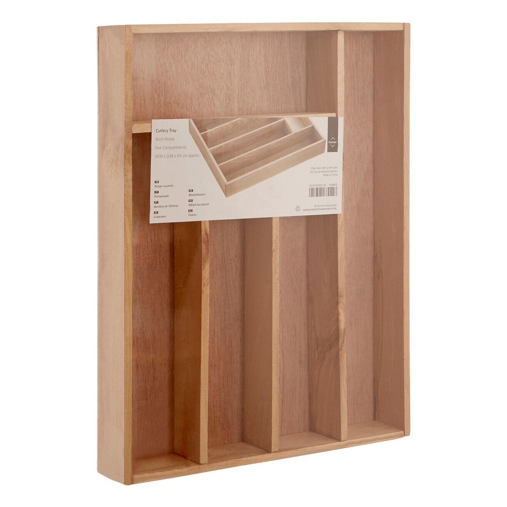 Drewniany organizer na sztućce do szuflady w naturalnym kolorze 30 x 38 cm – Premier Housewares (zdjęcie 5)
