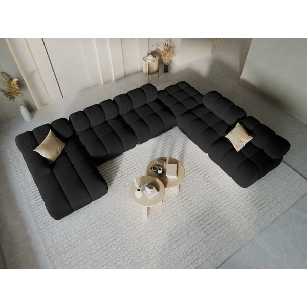 Czarna aksamitna sofa 379 cm Bellis – Micadoni Home-image-1