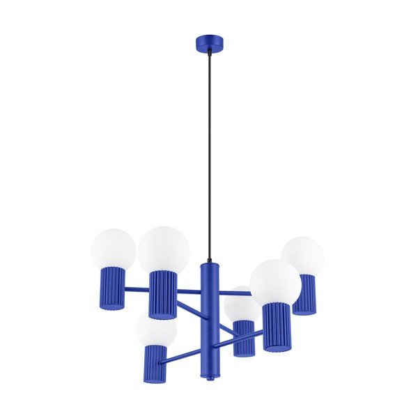 Niebieska lampa wisząca ze szklanym kloszem Orbital – Sollux