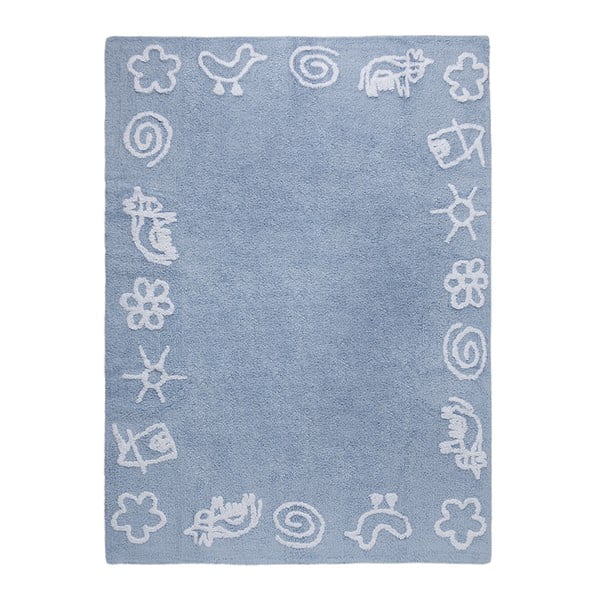 Niebieski dywan bawełniany Happy Decor Kids Farm, 160x120 cm