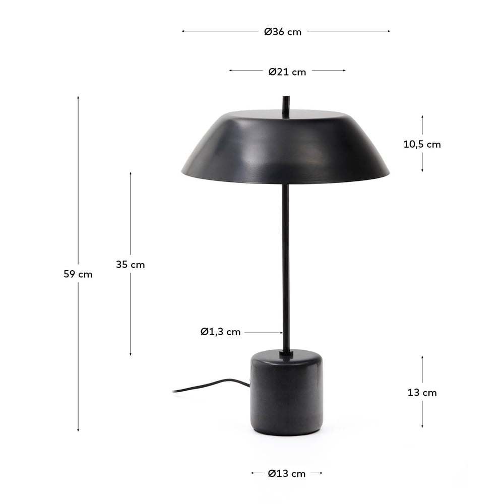Czarna marmurowa lampa stołowa z metalowym kloszem (wysokość 58 cm) Sayra – Kave Home (zdjęcie 7)