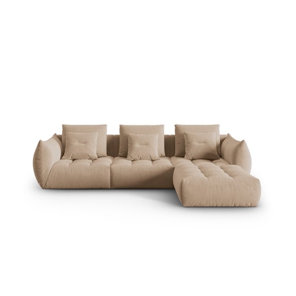 Beżowy aksamitny narożnik Bloom – Micadoni 