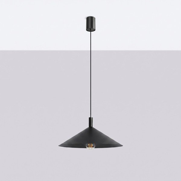 Czarna stalowa lampa wisząca ø 40 cm Zylo – Sollux-image-4
