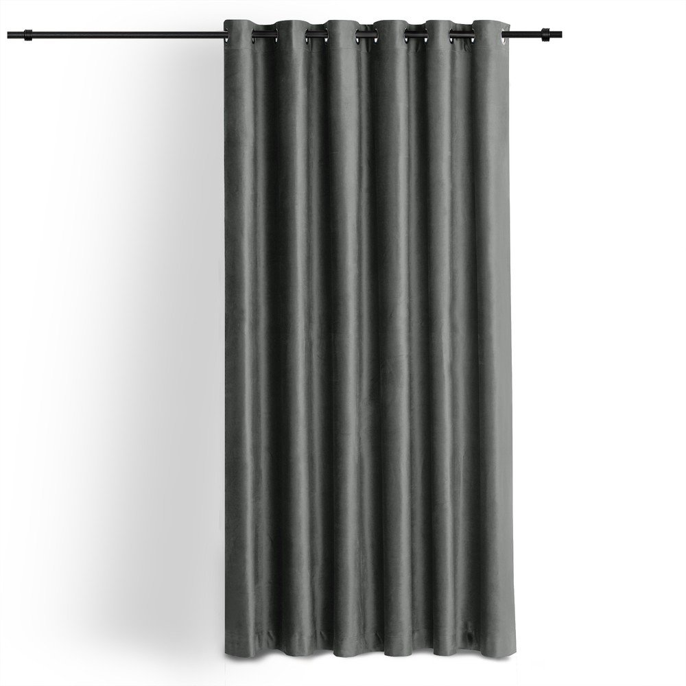 Ciemnoszara aksamitna zasłona częściowo zaciemniająca (dimout) 265x175 cm Velto – Filumi (zdjęcie 8)